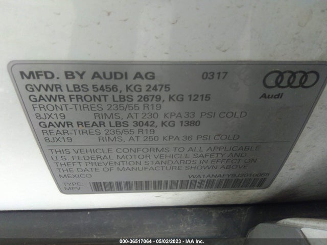 WA1ANAFY9J2010065 Audi Q5 Premium/tech Premium