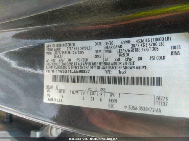 1FT7W3BT1LEE98822 Ford Super Duty F-350 Srw Xl/xlt/lariat