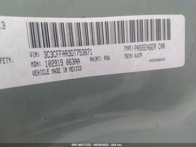 2013 FIAT 500 POP VIN: 3C3CFFAR3DT753871