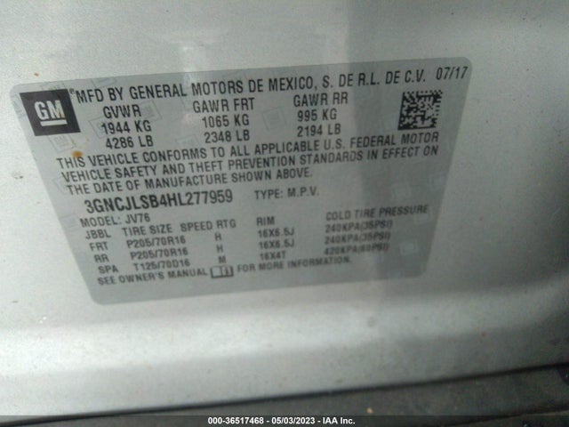 Chevrolet Trax Lt 2017 3GNCJLSB4HL277959 Image 11