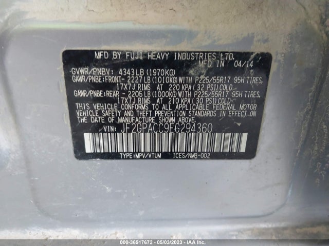 JF2GPACC9EG294360 Subaru Xv Crosstrek Premium