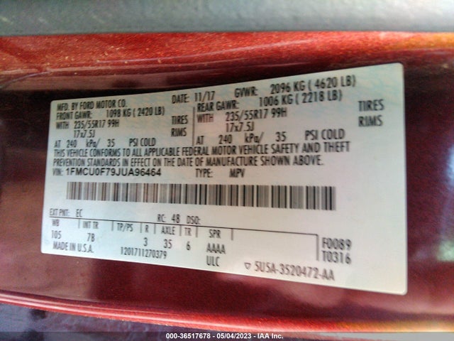 Ford ESCAPE S 2018 1FMCU0F79JUA96464 Image 9