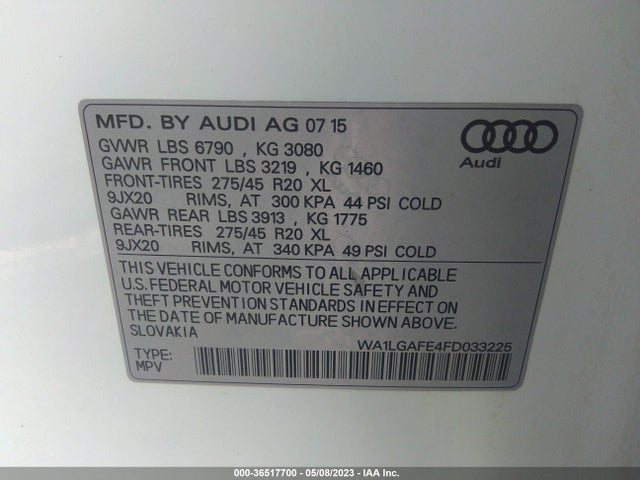 WA1LGAFE4FD033225 Audi Q7 3.0t Premium Plus
