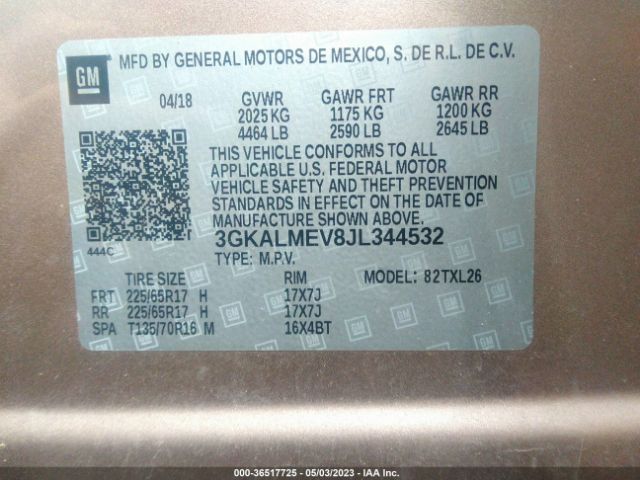 3GKALMEV8JL344532 GMC Terrain Sle