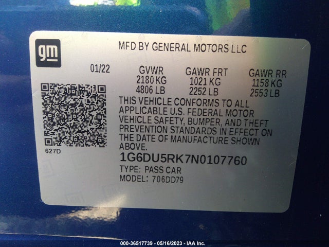 2022 Cadillac CT5, VIN: 1G6DU5RK7N0107760