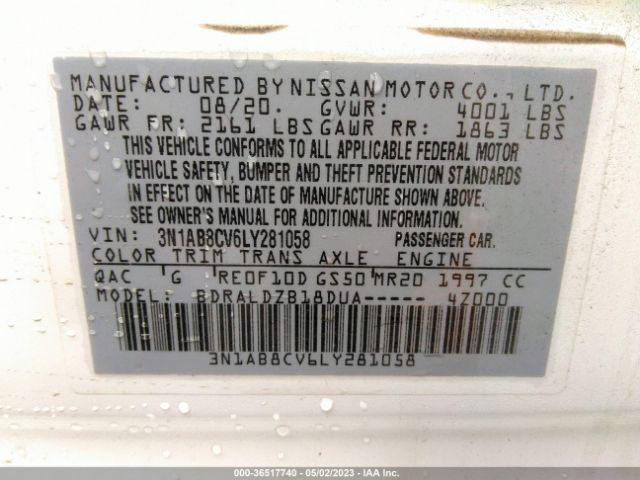 3N1AB8CV6LY281058 Nissan SENTRA SV