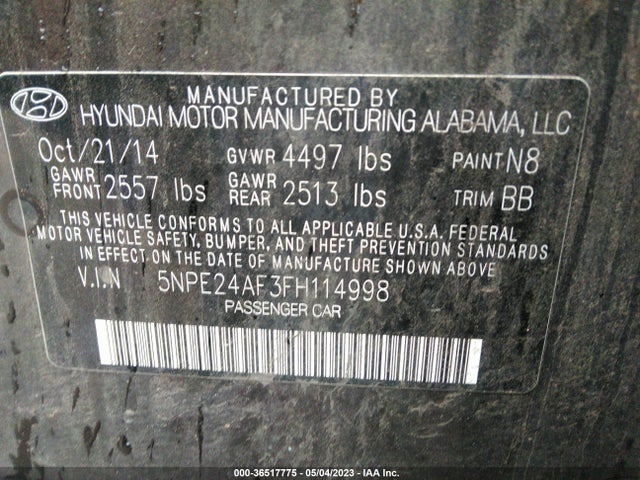 Hyundai Sonata 2.4l Se 2015 5NPE24AF3FH114998 Image 9