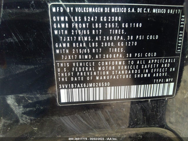 3VV1B7AX6JM026590 Volkswagen TIGUAN S