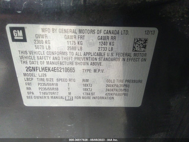 Chevrolet Equinox Ltz 2014 2GNFLHEK4E6210665 Image 10