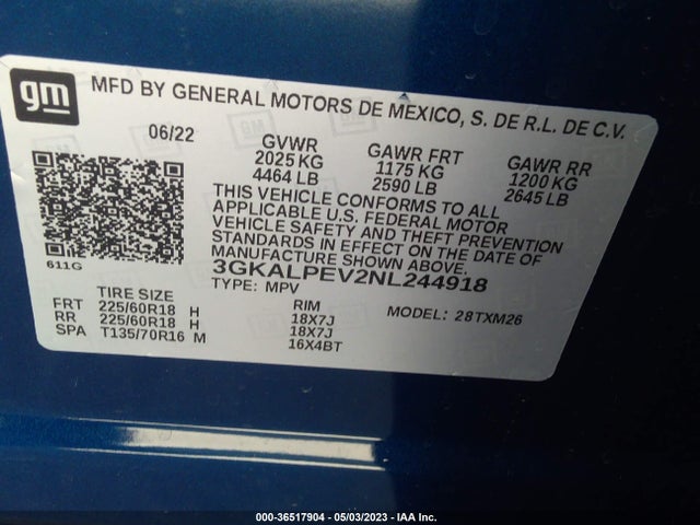 2022 GMC TERRAIN SLT VIN: 3GKALPEV2NL244918