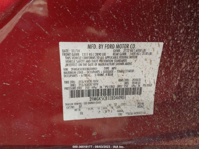 2FMGK5C81EBD44901 Ford FLEX SEL