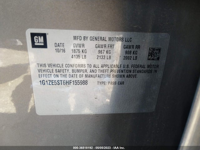 Chevrolet MALIBU LT 2017 1G1ZE5ST6HF155988 Image 9