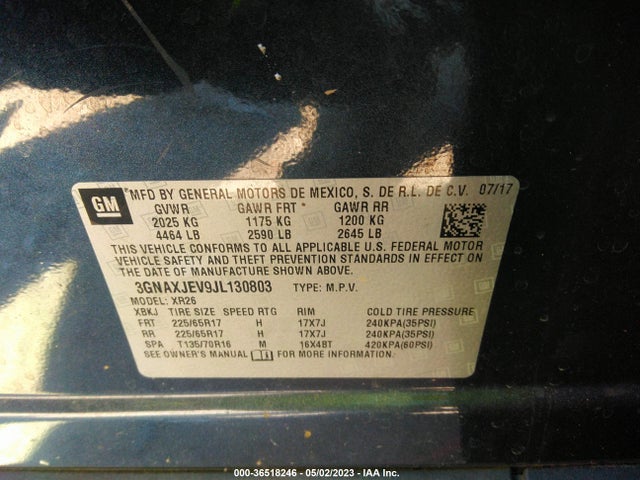 Chevrolet EQUINOX LT 2018 3GNAXJEV9JL130803 Image 10