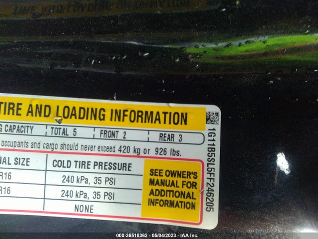 2015 CHEVROLET MALIBU LS VIN: 1G11B5SL5FF246205