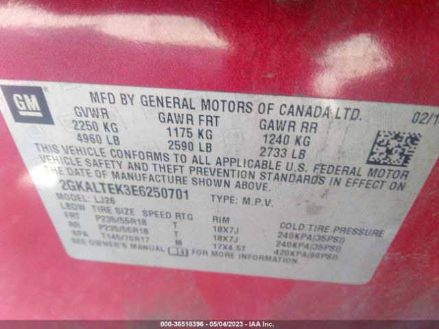 2GKALTEK3E6250701 GMC Terrain Slt