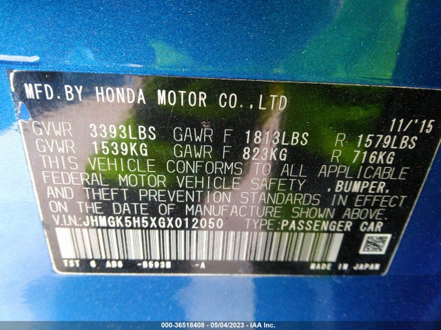 Honda FIT LX 2016 JHMGK5H5XGX012050 Image 10