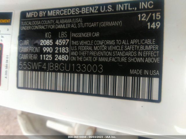 55SWF4JB8GU133003 Mercedes-Benz C 300 Sport/luxury/
