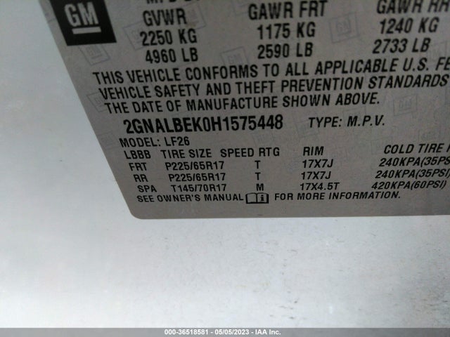 Chevrolet EQUINOX LS 2017 2GNALBEK0H1575448 Image 10