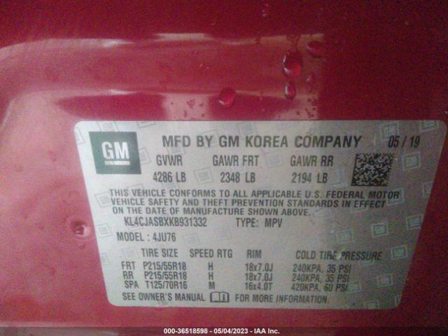 KL4CJASBXKB931332 Buick Encore Preferred