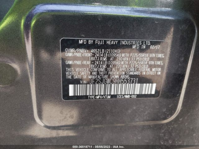 JF2SJGWC9HH553731 Subaru Forester Touring