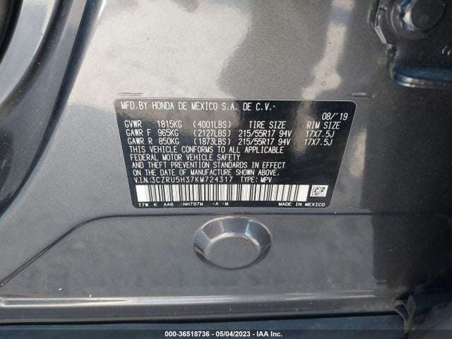 Honda HR-V LX 2019 3CZRU5H37KM724317 Image 9