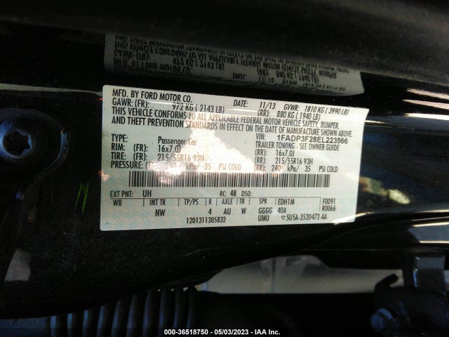 2014 FORD FOCUS SE VIN: 1FADP3F28EL223566