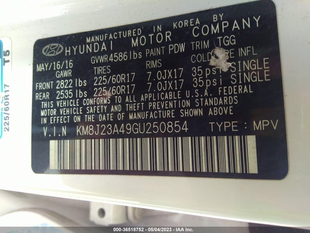 Hyundai TUCSON SE 2016 KM8J23A49GU250854 Image 9