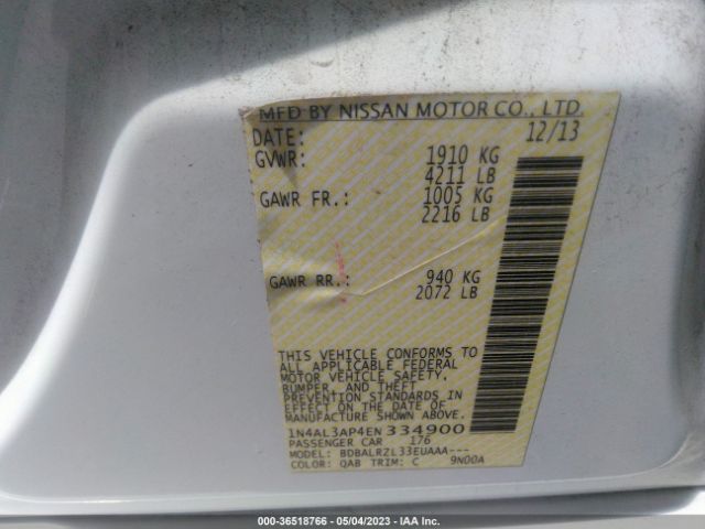 1N4AL3AP4EN334900 Nissan Altima 2.5 S