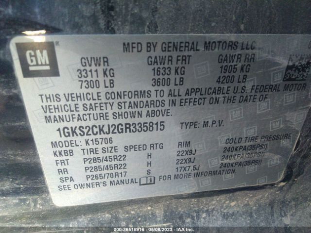 1GKS2CKJ2GR335815 GMC YUKON DENALI