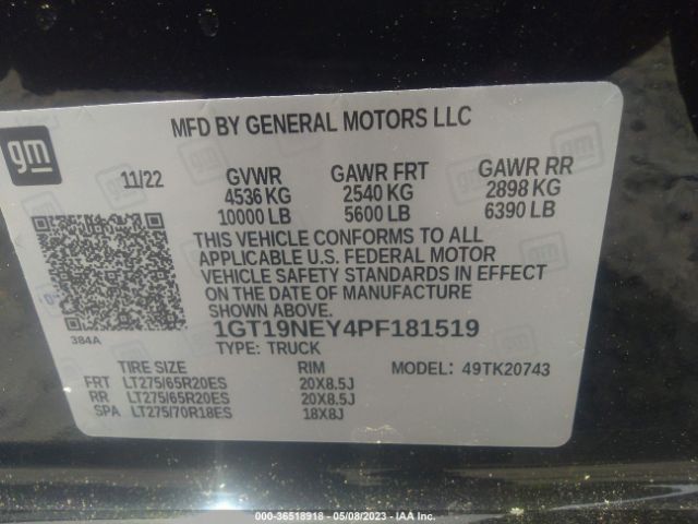 1GT19NEY4PF181519 GMC Sierra 2500hd Slt