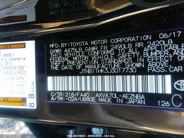 Toyota CAMRY LE 2018 JTNB11HK3J3017730 Image 10