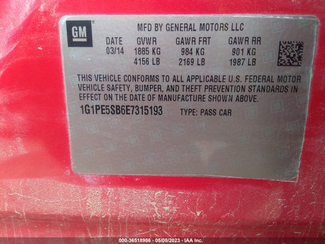 Chevrolet Cruze 2lt 2014 1G1PE5SB6E7315193 Image 10