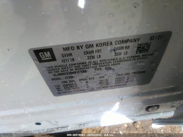 2021 BUICK ENCORE GX SELECT VIN: KL4MMDS28MB167688