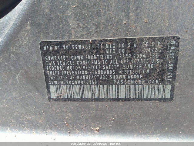 3VW7M7BUXNM015358 Volkswagen JETTA SE