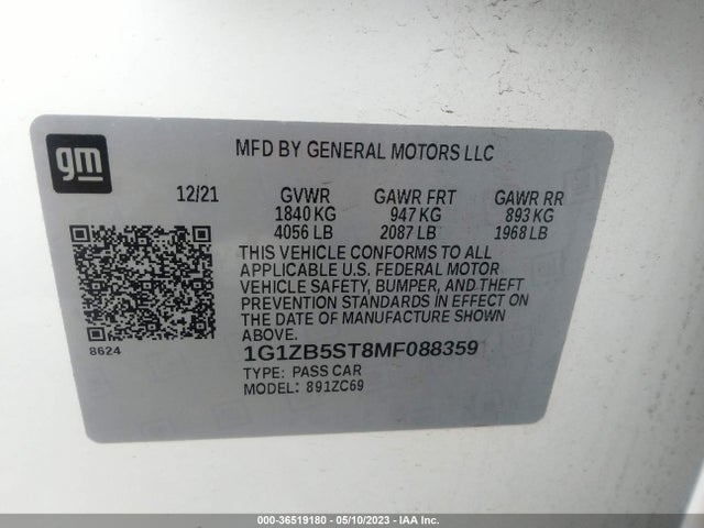 1G1ZB5ST8MF088359 Chevrolet Malibu