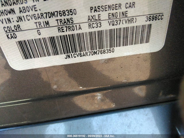 2013 INFINITI G37 SEDAN X VIN: JN1CV6AR7DM768350