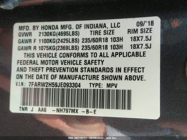 Honda CR-V EX 2018 7FARW2H59JE093304 Image 9