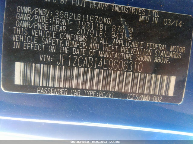 2014 Subaru BRZ, VIN: JF1ZCAB14E9606310