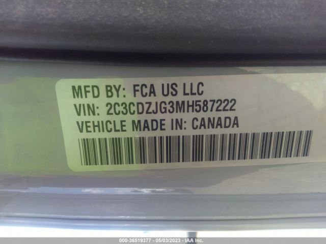 2C3CDZJG3MH587222 Dodge Challenger Gt