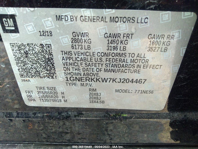 Chevrolet Traverse Premier 2019 1GNERKKW7KJ204467 Image 9