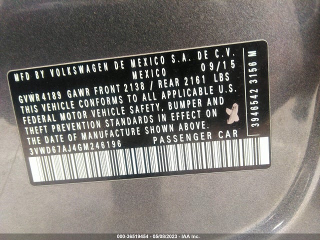 3VWD67AJ4GM246196 Volkswagen Jetta Sedan 1.4t Se