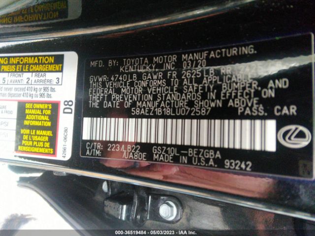 58AEZ1B18LU072587 Lexus Es 350 Luxury