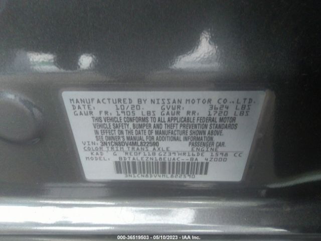 3N1CN8DV4ML822590 Nissan VERSA S
