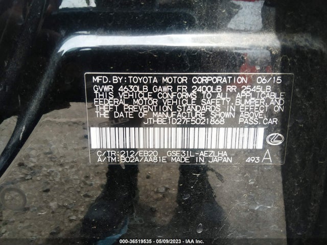 JTHBE1D27F5021868 Lexus IS 350