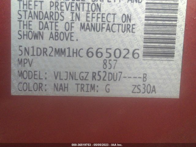 5N1DR2MM1HC665026 Nissan Pathfinder Sl
