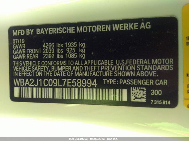 BMW 2 Series 230i 2020 WBA2J1C09L7E58994 Image 11