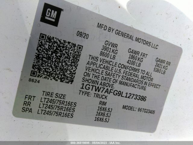 1GTW7AFG9L1273386 GMC SAVANA CARGO VAN
