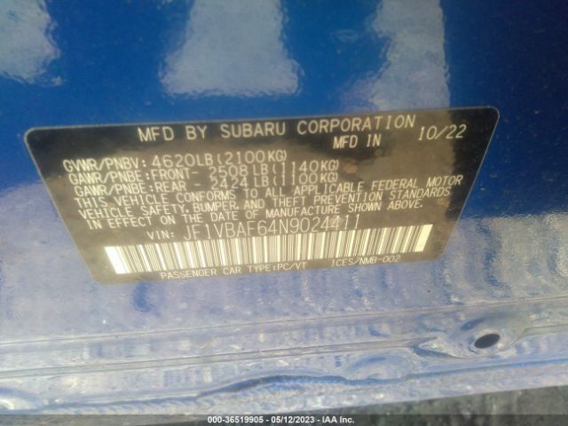 JF1VBAF64N9024411 Subaru Wrx Premium