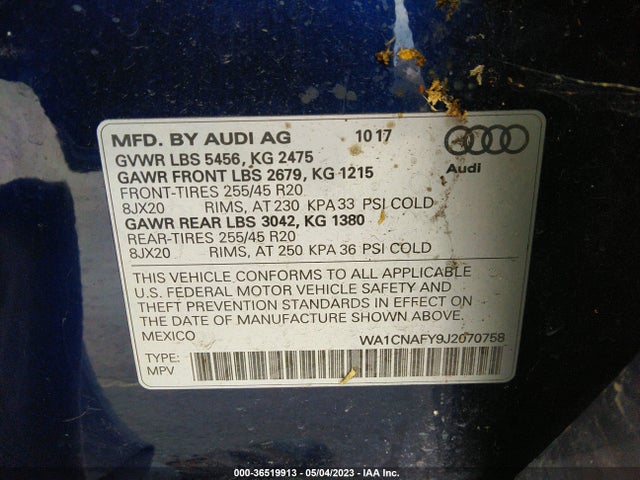WA1CNAFY9J2070758 Audi Q5 Prestige/tech Prestige