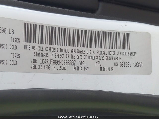1C4RJFAG0FC898397 Jeep Grand Cherokee Laredo